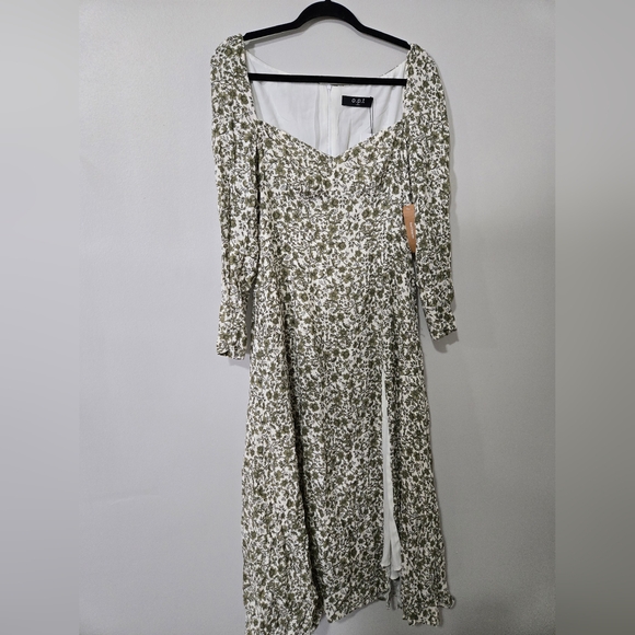 NWT o.p.t Crimini Dress green floral, long sleeve Midi - Picture 6 of 10